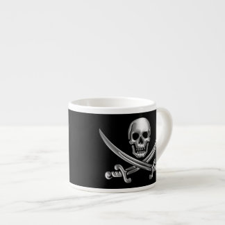Tasse Expresso Crâne d'argent et épées croisées