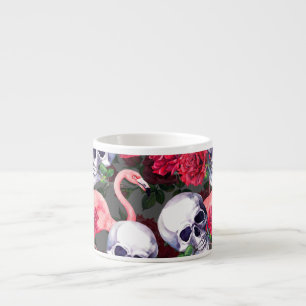 Tasse Expresso Crâne floral, motif flamand sans soudure.