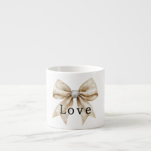 Tasse Expresso Crème chic blanc argent glam Bow Love