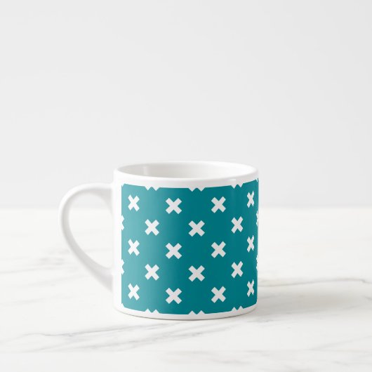 Tasse Expresso Crochets blancs sur turquoise (Gauche)