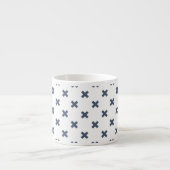 Tasse Expresso Crochets bleu-gris sur blanc (Devant)