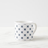 Tasse Expresso Crochets bleu-gris sur blanc (Devant droit)