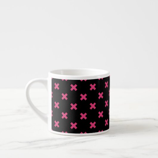 Tasse Expresso Crochis Fuchsia sur noir (Gauche)