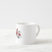 Tasse Expresso Croissant mécanique avec roses rouges (Devant droit)