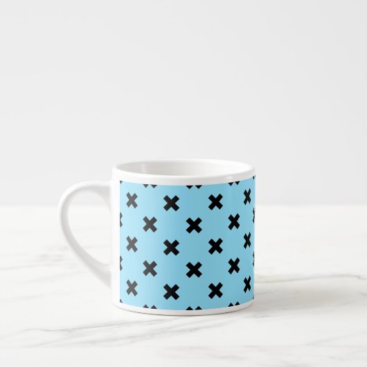 Tasse Expresso Croix noire sur le bleu bébé (Gauche)