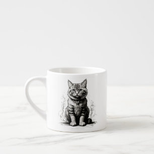 Tasse Expresso Croquis au crayon de chat mignon
