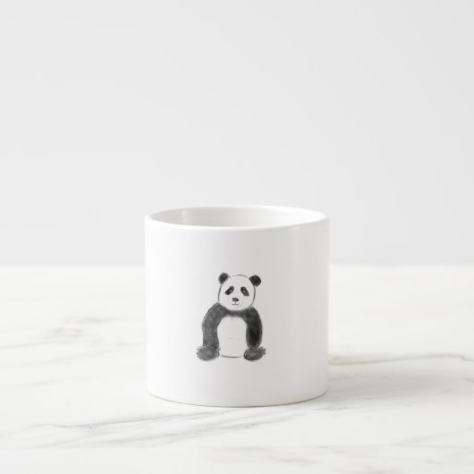 Tasse Expresso Croquis de panda en noir et blanc (Devant)