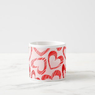 Tasse Expresso Croquis rouge et blanc des coeurs d'amour