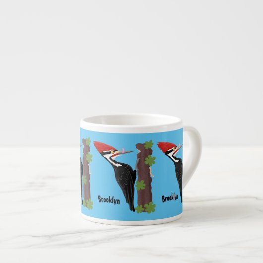 Tasse Expresso Cue drôle Pileated woodpecker dessin d'illustratio (Devant droit)