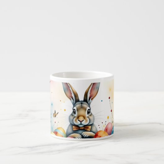 Tasse Expresso Cute Easter Bunny with Colorful Painted Eggs (Devant)