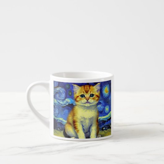 Tasse Expresso Cute Kitten Starry Night Van Gogh (Gauche)