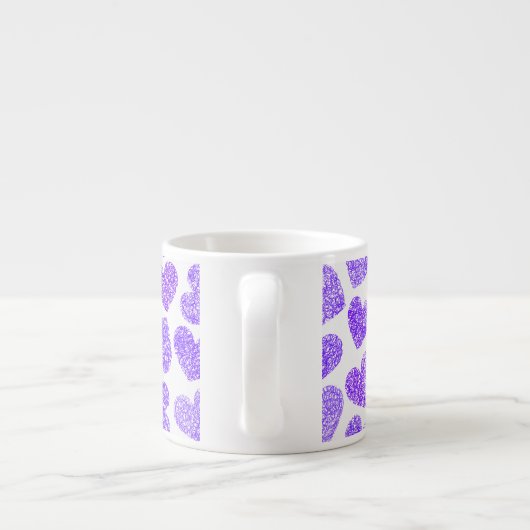 Tasse Expresso Cute Purple Doodled Heart Valentine's Day Motif (Dos)
