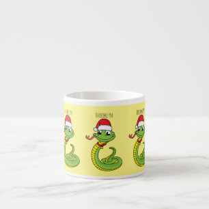 Tasse Expresso Cute serpent vert avec chapeau santa dessin animé