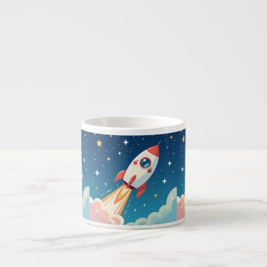 Tasse Expresso Cute space rocket blasting off (Devant)