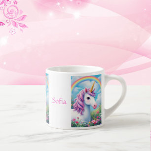 Tasse Expresso Cute Unicorn Ajouter le nom de la fille Tea Party