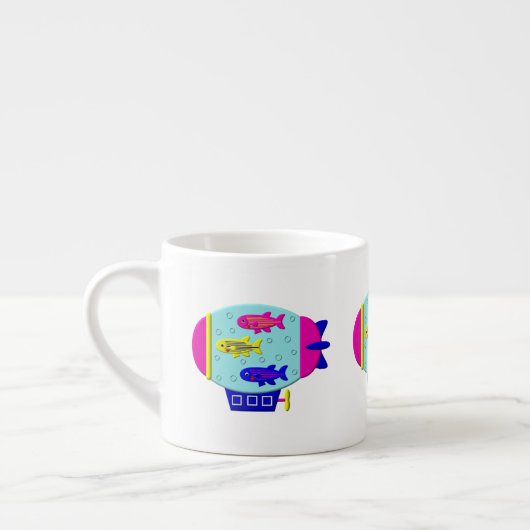 Tasse Expresso Cute Zebra Fish in a Zeppelin (Gauche)