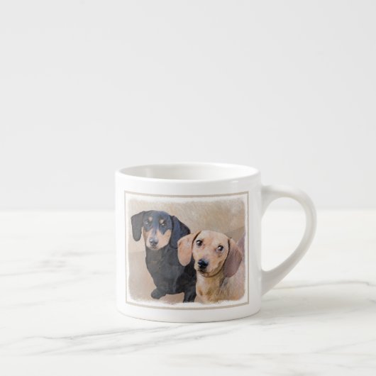 Tasse Expresso Dachshund (Smooth) Peinture - Art Chien original (Droite)