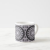 Tasse Expresso Décor en dentelle noir gris sans charme (Devant droit)