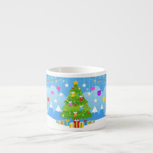 Tasse Expresso Décoration minimale d'arbre de Noël avec cadeaux v