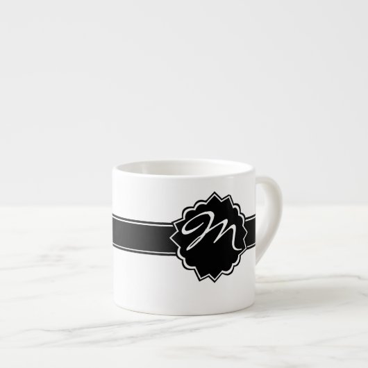 Tasse Expresso Décoré d'un monogramme noir (Devant droit)