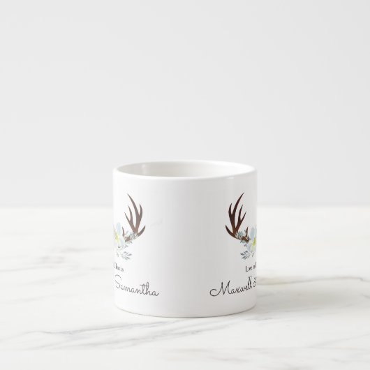 Tasse Expresso DEER ANTLER Rustique Sage Vert Mariage Favoriser (Devant)