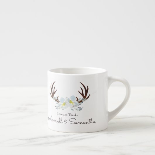 Tasse Expresso DEER ANTLER Rustique Sage Vert Mariage Favoriser (Droite)