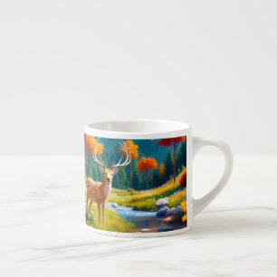 Tasse Expresso Deer d'or debout dans la forêt-987679
