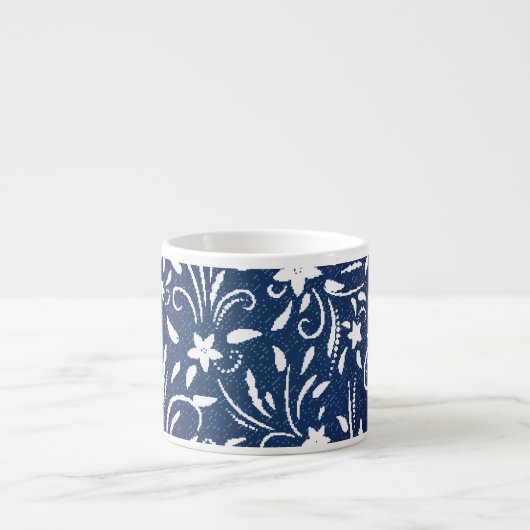 Tasse Expresso Denim Blooms : Floral Pattern Arrière - plan (Devant)