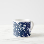 Tasse Expresso Denim Blooms : Floral Pattern Arrière - plan (Devant droit)