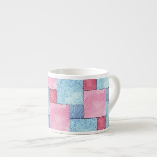 Tasse Expresso Denim Patchwork Espresso Mug, Rose, Blues (Devant droit)