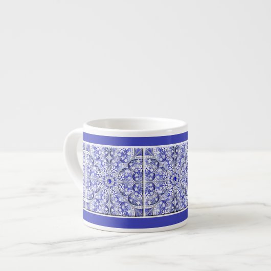 Tasse Expresso Dentelle en céramique Bleu de Grèce (Devant gauche)