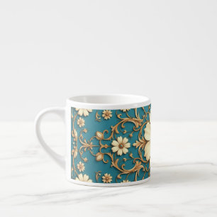 Tasse Expresso Design floral Arrière - plan turquoise