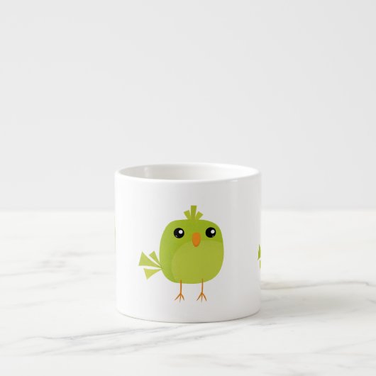 Tasse Expresso Dessin animé d'oiseau vert (Devant)