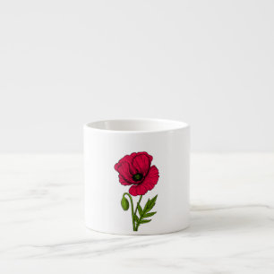 Tasse Expresso Dessin de pavot rouge