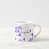 Tasse Expresso dessin d'orchidée à l'aquarelle couleur avec monog (Droite)