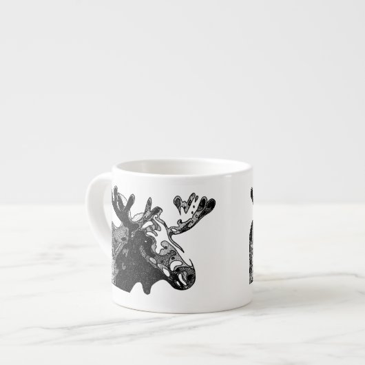 Tasse Expresso Dessin d'orignaux en noir et blanc (Devant gauche)
