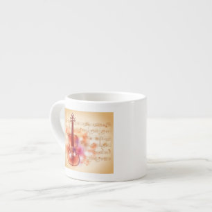Tasse Expresso Dessin sur l'arrière - plan d'aquarelle du violon