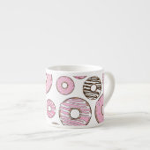 Tasse Expresso Donuts Roses, Donuts Blancs, Sprinkings, Votre Nom (Devant droit)