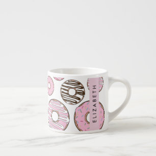 Tasse Expresso Donuts Roses, Donuts Blancs, Sprinkings, Votre Nom