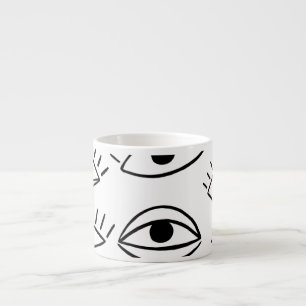 Tasse Expresso Doodle eye, motif créatif sans couture.