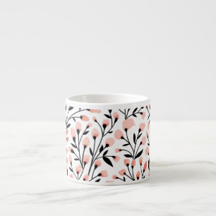 Tasse Expresso Doodle Flowers : Coral Floral sans joint.