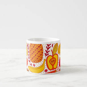 Tasse Expresso Doodles de fruits : Motif Vintage été.