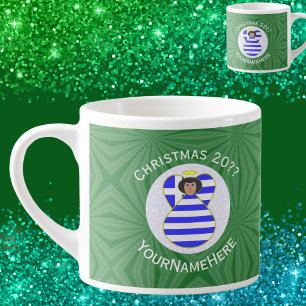 Tasse Expresso Drapeau de Noël personnalisé Cheveux noirs d'ange 
