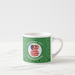 Tasse Expresso Drapeau de Noël personnalisé d'ange USA Cheveux Ro