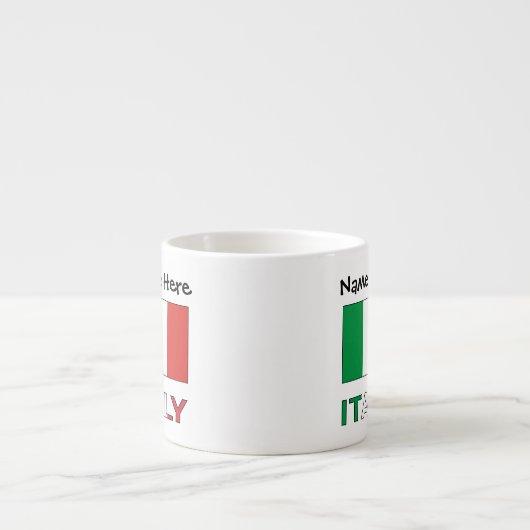 Tasse Expresso Drapeau italien avec votre nom (Devant)