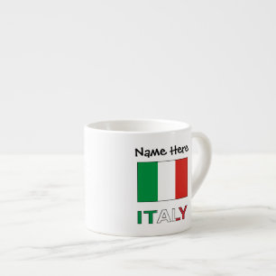 Tasse Expresso Drapeau Italien Moderne Tricolore Nom Ici 
