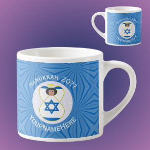 Tasse Expresso Drapeau personnalisé de Hanukkah d'ange israélien