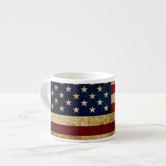 Tasse Expresso Drapeau USA / Grunged (Devant gauche)