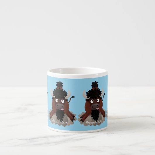 Tasse Expresso Drôle dessin animé de bison de buffle (Devant)