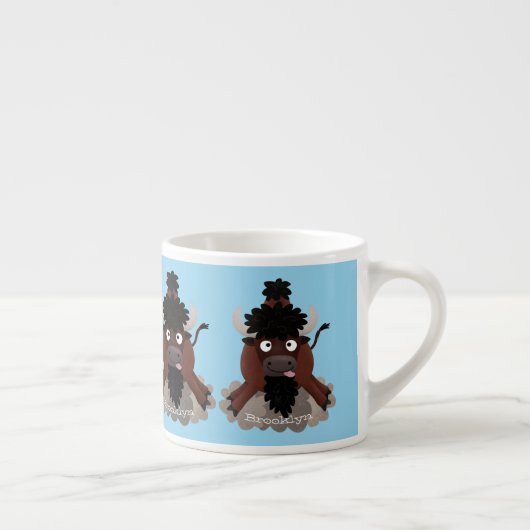 Tasse Expresso Drôle dessin animé de bison de buffle (Droite)